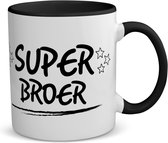 Akyol - super broer koffiemok - theemok - zwart - Broer - je broer - verjaardagscadeau - cadeau voor broer - gift - kado - 350 ML inhoud