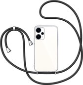 Hoesje met Koord geschikt voor Xiaomi Poco F5 - Back Cover Siliconen Case Transparant Hoes Zwart