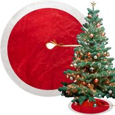 Kerstboomrok - Kerstboomkleed - Kerst Versiering Decoratie - Kerstrok - 90cm - Rood met witte rand