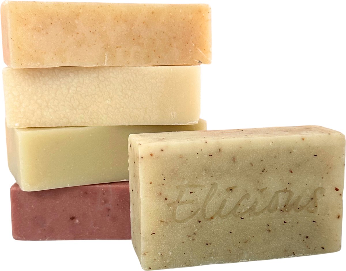 Goedkoopste Elicious® - Natuurlijke Zeep - Flower Patio Luxe Set van 5 - Handgemaakte Zeep - Biologisch Afbreekbaar - Handzeep - Douchezeep - Halal - Plasticvrij - Alcoholvrij - Vegan - Dierproefvrij - 500gr