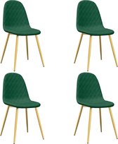 vidaXL - Eetkamerstoelen - 4 - st - fluweel - donkergroen