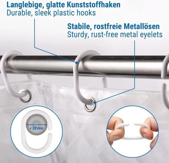 Douchegordijn 100 EVA Waterdicht Schimmelbestendig 120 x 200 cm