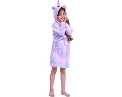 Mastersøn Eenhoorn Dames Badjas - Fleece - Meisjes - Ochtendjas - Maat 104 110 Midnight Editie