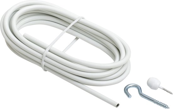 Spandraad spiraal wit 250 cm + knopen + haken