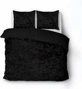 iSleep Dekbedovertrek Crushed Velvet - Litsjumeaux - 240x200/220 cm - Zwart
