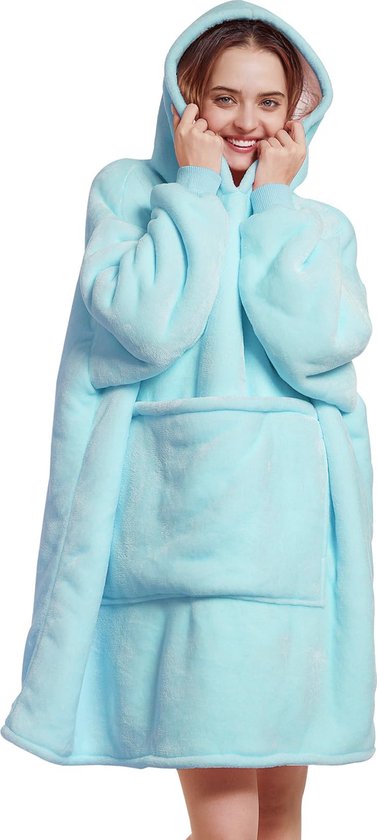 JAXY Hoodie Deken - Snuggie - Snuggle Hoodie - Fleece Deken Met Mouwen - Hoodie Blanket - Baby Blauw