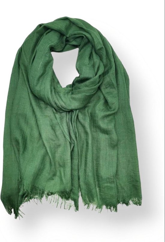 Lange dames sjaal Veerle effen motief groen