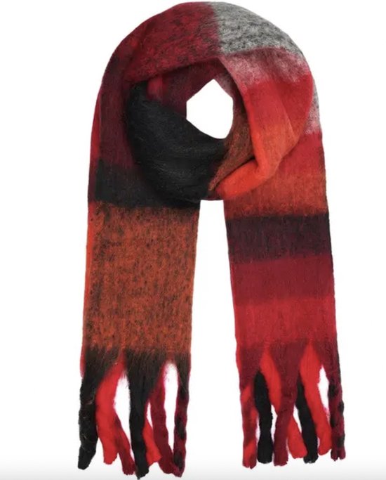 Fringe scarf Red Polyester- warm -met franjes