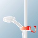 Douchekophouder aan de stang met rode indicator voor hoogteverstelling.
