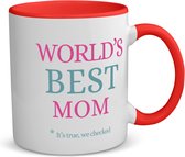 Akyol - world's best mom koffiemok - theemok - rood - Mama - moeder - moederdag cadeautjes - verjaardagscadeau - kado - 350 ML inhoud