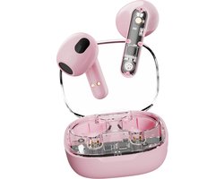 Streetz T150 TWS In-Ear Koptelefoon - True Wireless Earbuds - USB-C Oplaadcase - Transparant/Roze