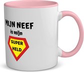 Akyol - mijn neef is mijn superheld koffiemok - theemok - roze - Neef - super held - verjaardag - cadeautje voor neef - neef artikelen - kado - geschenk - 350 ML inhoud