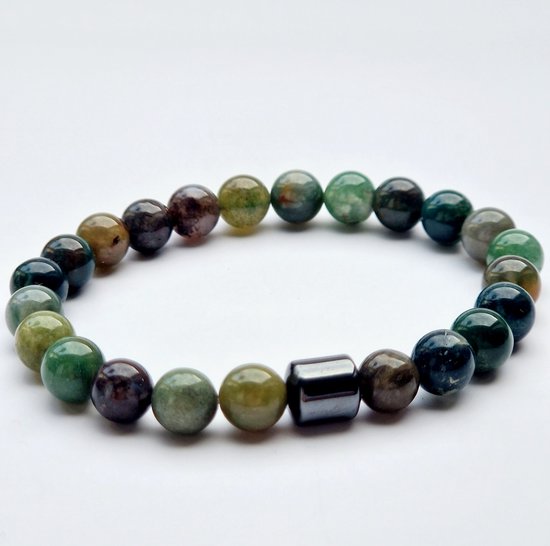 Foto: Heren armband edelstenen jasper kralen armband mannen cadeautje voor hem minimalistische armband natuursteen 