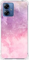 Smartphone hoesje Geschikt voor Motorola Moto G14 Stevige Telefoonhoesje met transparante rand Pink Purple Paint