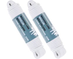 2x Witte waslijnen/drooglijnen polyester 25 meter - Huishouding - Schoonmaken - De was doen/ophangen - Waslijn/drooglijn