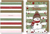 6 Engels-talige Kerst- en Nieuwjaarskaarten - 2 Motieven - Foliedruk - Gekleurde envelop - 11,5 x 17 cm