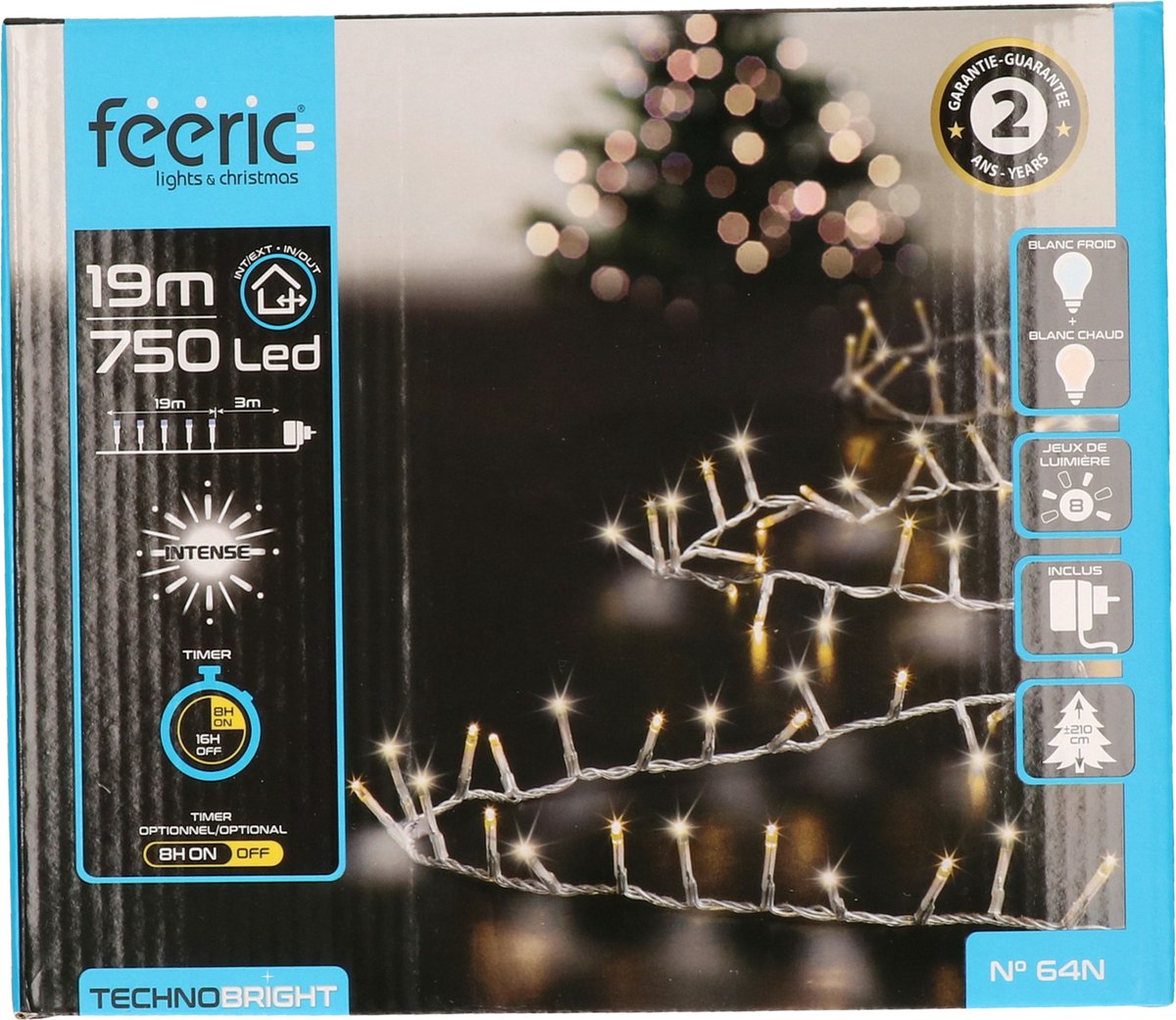 Feeric lights and christmas Clusterverlichting - helder wit - 750 leds - 1875 cm - transparant snoer