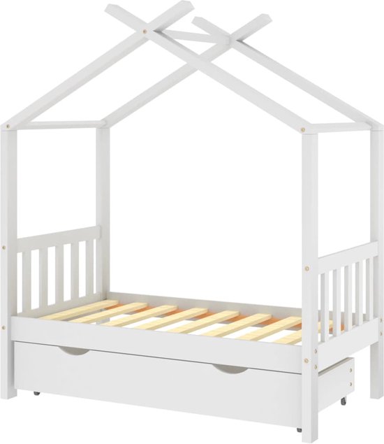 vidaXL Cadre de lit pour enfants avec tiroir Bois de pin massif 70x140 cm Blanc
