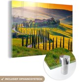 MuchoWow® Peinture sur verre 60x40 cm - Peinture sur verre acrylique - Herbe - Soleil - Colline - Paysage - Photo sur verre - Peintures
