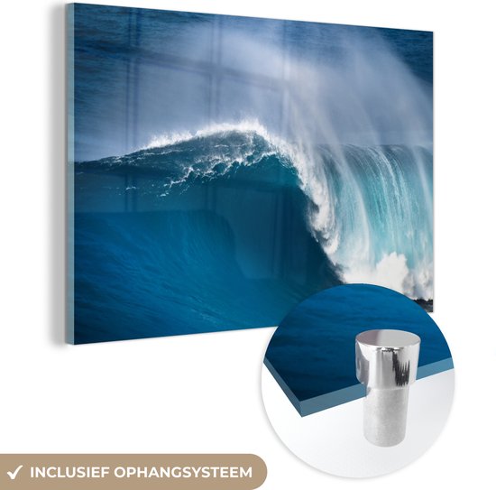 MuchoWow® Glasschilderij 90x60 cm - Schilderij acrylglas - Zee - Golf - Hawaii - Foto op glas - Schilderijen