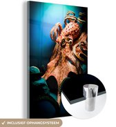 MuchoWow® Glasschilderij 100x150 cm - Schilderij acrylglas - Octopus diep onderwater - Foto op glas - Schilderijen