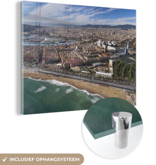 Glasschilderij - Skyline van Barcelona in Costa Brava - Acrylglas Schilderijen - Foto op Glas