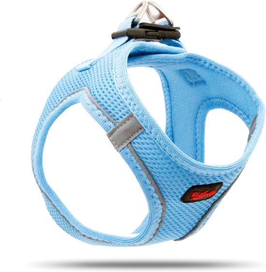 Tailpetz - Air-Mesh Harness - Hondenharnas - Hondentuig - Hondentuigje Kleine Hond - Y Tuig Hond - Harnas Hond - Anti Trek Tuig Hond - Reflecterend - Maat M - Blue