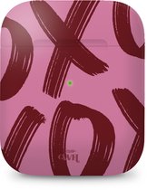 xoxo Wildhearts hoesje geschikt voor Airpods 1/2 - Can't Talk Now Pink - Ook als telefoonhoesje verkrijgbaar - schokbestendige case geschikt voor Airpod 1 en 2 - koptelefoon case - Beschermhoes met tekst opdruk - print - roze / paars