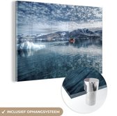 MuchoWow® Glasschilderij 120x80 cm - Schilderij acrylglas - Arcische Oceaan - Foto op glas - Schilderijen