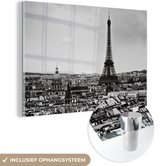 MuchoWow® Glasschilderij 120x80 cm - Schilderij acrylglas - De skyline van Parijs - Foto op glas - Schilderijen