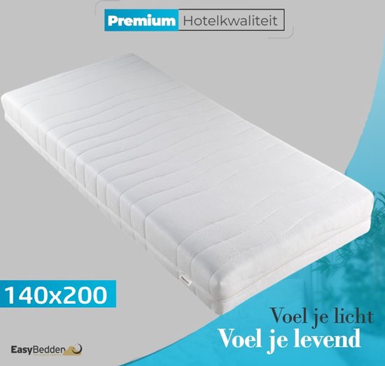 Easy Bedden - 140x200 - 20 cm dik - 7 zones - Koudschuim HR45 Matras - Afritsbare hoes - Premium hotelkwaliteit - 100 % veilig
