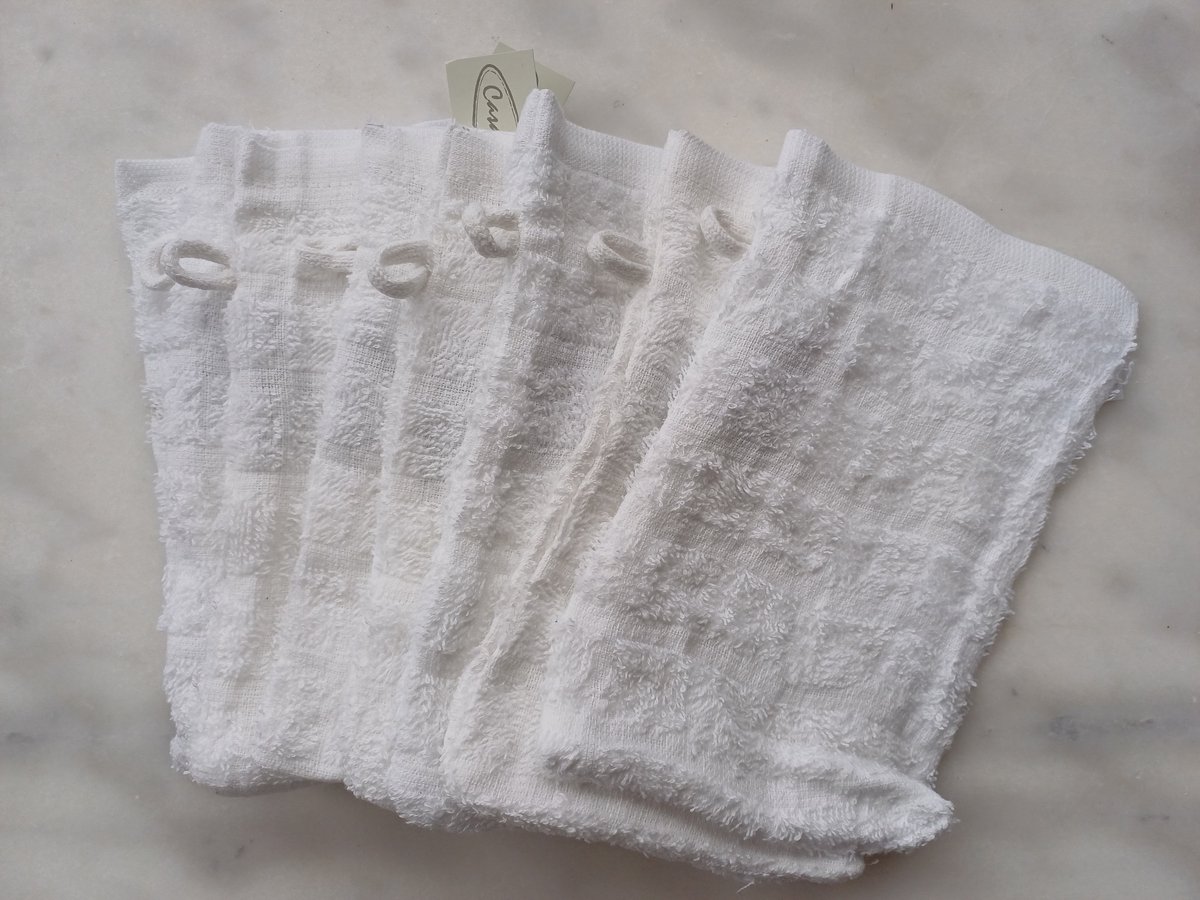 Set van 8 washandjes Wit 15x21cm
