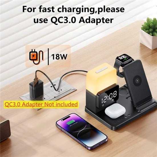 Oakywood iPhone Triple Dock – Walnoot - Oplader