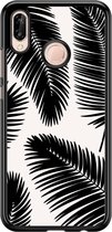 Casimoda® telefoonhoesje - Geschikt voor Huawei P20 Lite (2018) - Palm Leaves Silhouette - Zwart TPU hoesje - Backcover - Zwart - Planten