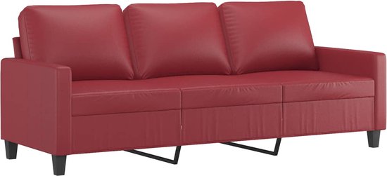 vidaXL-Canapé 3 places-180 cm-simili cuir-rouge vin