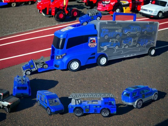 Vrachtwagen set Politie - transporter - 6-delig - Container truck koffer - 36.4 cm van Toi-Toys. — afbeelding 5