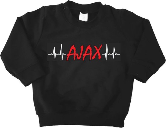 Mooie Baby Trui Sweater "Hartslag AJAX" Amsterdam Zwart/wit/rood/wit Met Lange Mouwen Warm Maat 68 Unisex