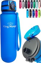 1 Liter Drinkfles 100% Lekvrij Waterfles 1L Drinkflessen Volwassenen & Kinderen - Blauw Drinkbus - King Mungo Waterflessen