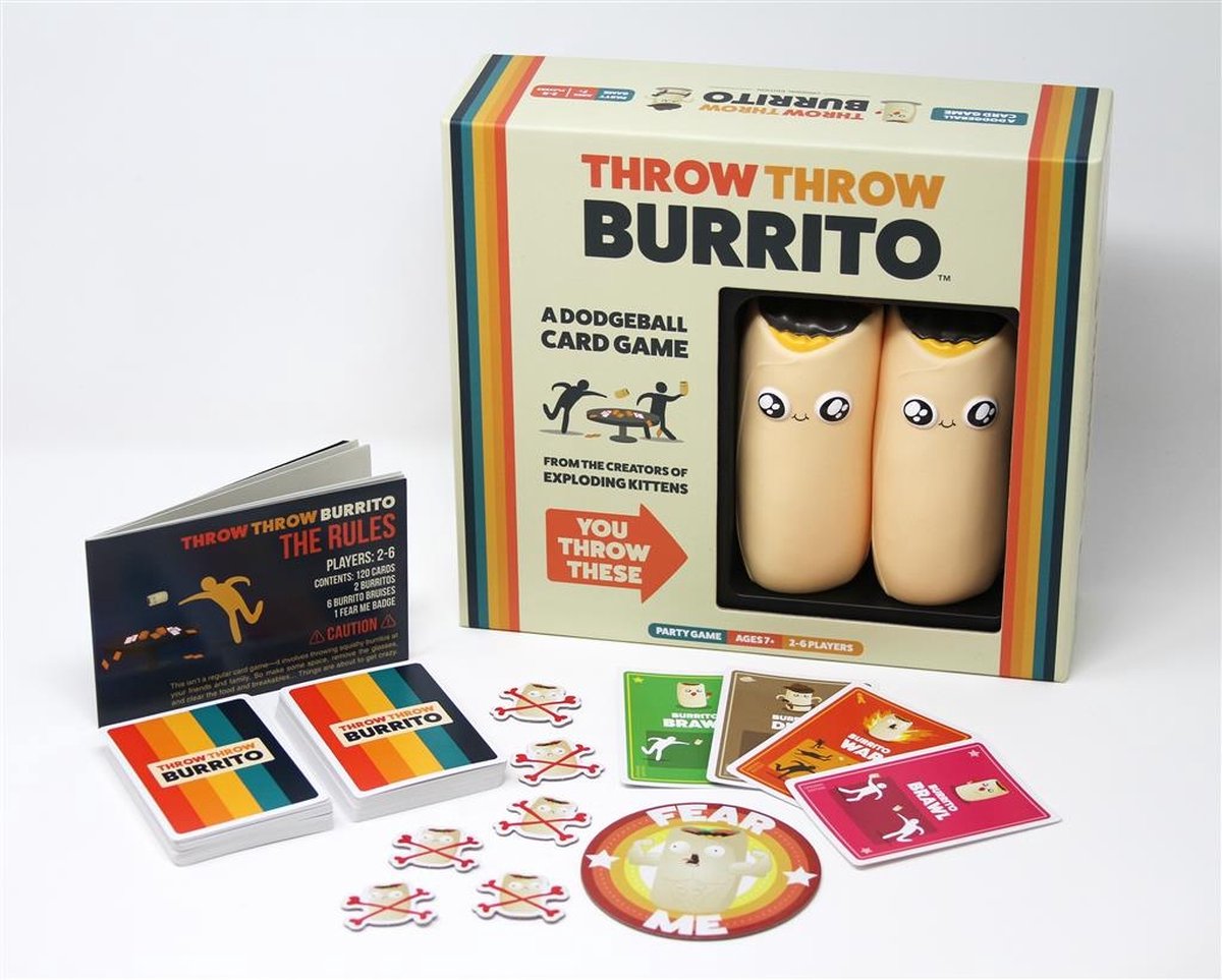 Throw Throw Burrito – Exploding Kittens - Hilarisch Partyspel – Kaartspel voor Familie en Vrienden - Gooi met Squishy Burrito's! - Nederlandstalig — afbeelding 2