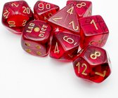 Chessex Translucent Polyhedral Crimson/gold Dobbelsteen Set (7 stuks + 1 bonus)