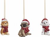 Set van 3! Kersthanger Honden - Poly - 5x7x4 cm