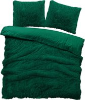 iSleep Dekbedovertrek Teddy Plush - Litsjumeaux - 240x200/220 cm - Donker Groen