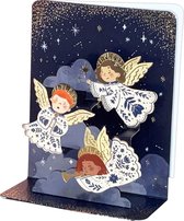 Three Angels Flying Above Clouds 3D Pop-Up Christmas Card 2x