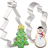 Ensemble d'emporte-pièces de Noël de Noël et bonhomme de neige – Découpes en acier inoxydable – Emporte-pièce de Noël de grande taille avec sapin et bonhomme de neige pour pâte à biscuits et Fondant