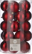 Boules de Noël incassables en plastique rouge paquet de 25 pièces - Boules de Noël rouges 8 cm - Décorations pour sapins de Noël