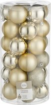Bol.com House of Seasons Plastic Kerstballen Set - 30 Stuks - Ø6 cm - Champagne aanbieding