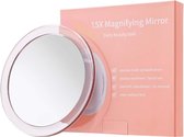 15X vergrotende spiegel (15cm rond) - met 3 bevestigingszuignappen voor nauwkeurige make-uptoepassing - wenkbrauwen/pincet - mee-eter/vlekverwijdering - badkamer/reismake-upspiegel (roségoud)
