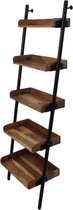 Decoratieve ladder - powdercoated black - 60x35x180 - acacia