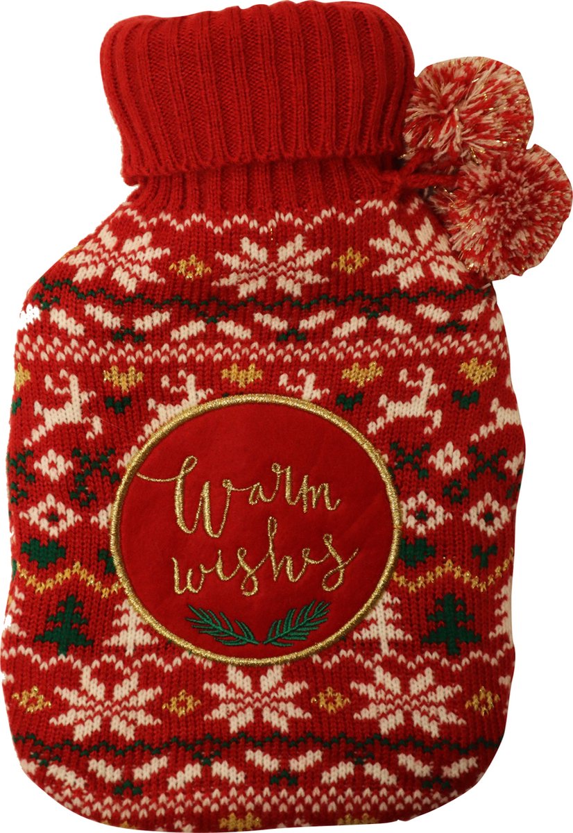 Goedkoopste Apollo Warmwater Kruik Met Gebreide Hoes Kerst Print Rood