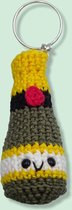 Knuffelsenzo - Champagne fles - Sleutelhanger - Gehaakt - Kado - Drank - Feest - Wijn - Cadeau - Geschenk - Tassenhanger - Feest - Party